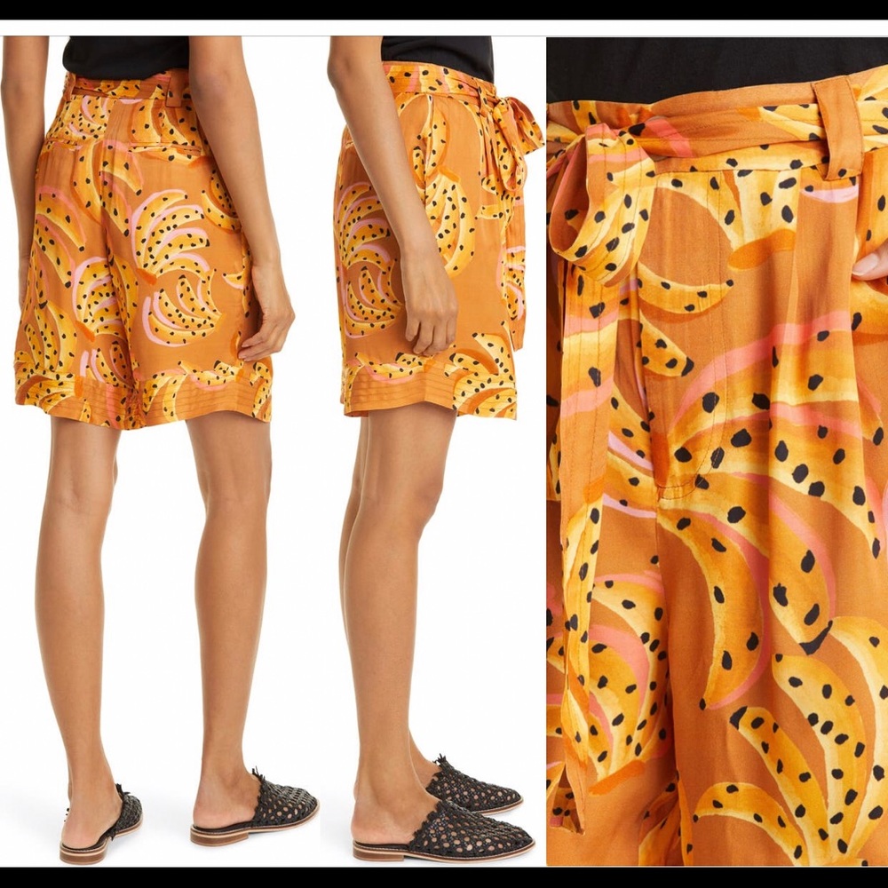 Farm Rio Raining Bananas Tie Front Shorts - Picture 2 of 6